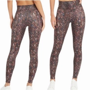 Spanx Snake Shine Faux Leather Leggings Reptile Mocha 20324R Women’s Size Large - Picture 1 of 11