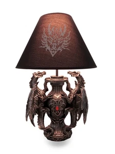 Zeckos Gothic Guardians of Light Medieval Dragons Table Lamp And Printed Shade - Picture 1 of 6