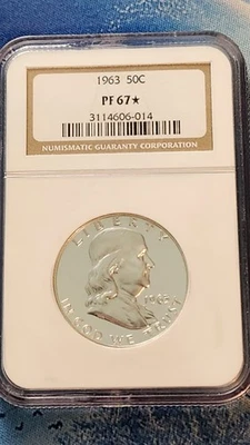 1963 Franklin Half Dollar Proof NGC PF 67 STAR * WowZA Flashy Silver Coin 50C - Image 1 of 4