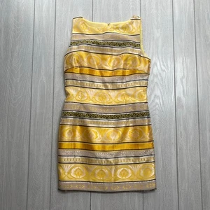 Chetta B Women's Yellow Black & White Cocktail Sheath Dress Size 4 - Picture 1 of 7