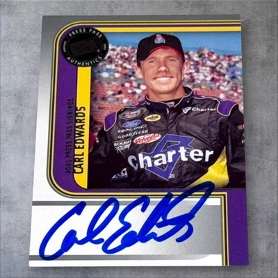 Carl Edwards PACK PULLED NASCAR HOFer signed card 2005 PRESS PASS SIGNINGS - Image 1 of 2