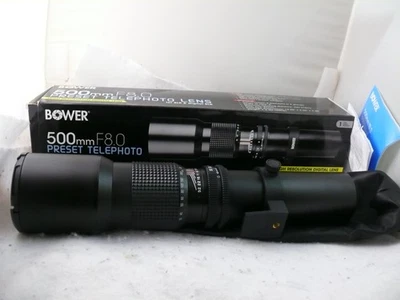 Bower 500mm F/8 Lens For SLR and Digital Cameras + 2x Multiplier 1000mm CANON - Image 1 of 4