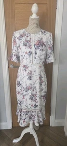 Phase Eight Paloma Floral Dress Peplum Hem Size 12 - Picture 1 of 5