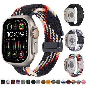 Wrist Band For Apple Watch Ultra Series 10 9 8 7 6 5 SE Braided Nylon Loop Strap - Picture 1 of 99