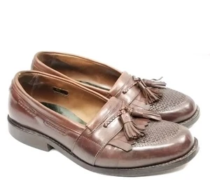 Allen Edmonds Cody Mens 8.5D Weave Leather Kiltie Tassel Brown Loafer Shoe - Picture 1 of 5