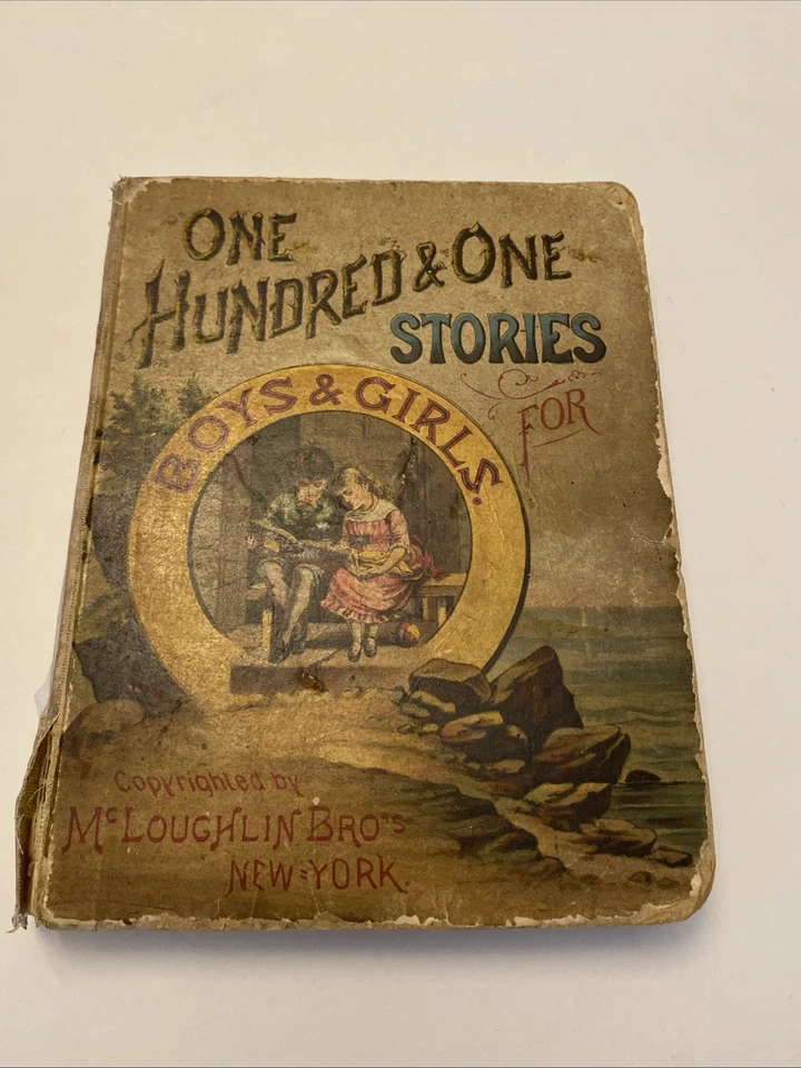 HTF Antique McLoughlin Bros One Hundred & Stories For Girls Boys Hardcover Book - Image 1 of 4