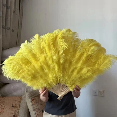 Abanico de plumas rojo grande de mano plumas escenario danza del vientre manualidades abanico danza del vientre Foto 1 de 4