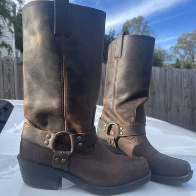Mossimo Supply Co.Brown Leather Distressed Moto Harness Boots Womens Size 9 - Image 1 of 4