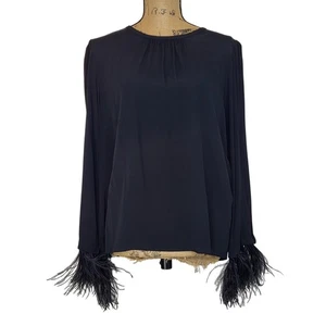 MARELLA Rivista Seide Crepe de Chine Bluse abnehmbare Federbündchen NEU Größe 8 - Bild 1 von 17