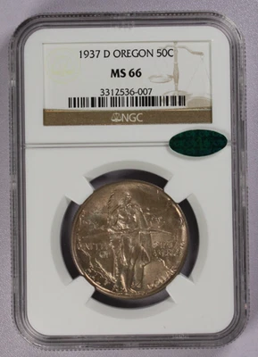 1937-D Oregon Commemorative Half Dollar 50c PCGS MS66 CAC - Image 1 of 3