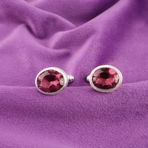 Rhodolite Stone Purple Boyfriends Gift Wedding Formal Cufflinks Sterling Silver - Picture 1 of 6