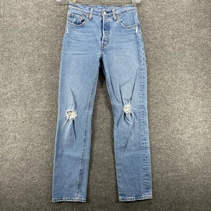 Levis 501 Jeans Damen 25 Blau Distressed Button Fly Denim High Rise 90er Freizeit - Bild 1 von 14
