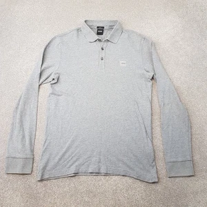 Hugo Boss Mens Polo Shirt Large Grey Passerby Long Sleeve Top Slim Fit HB Casual - Picture 1 of 10