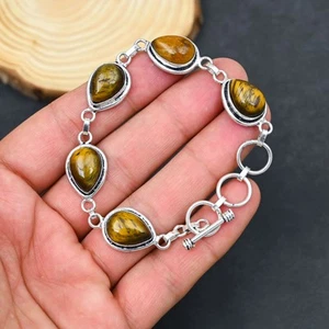 Pulsera de joyería de plata esterlina 925 hecha a mano con piedras preciosas ... - Imagen 1 de 7