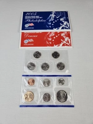 2005 US Mint Uncirculated Coin Sets Philadelphia Denver W COA  - Image 1 of 2