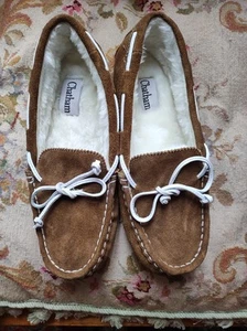 Pair Size 7 Suede & Lambswool Slippers Chatham - Picture 1 of 4