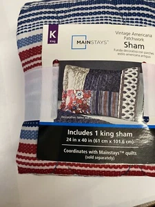 Mainstays Reversible Multicolor Vintage Americana Patchwork Quilt Sham King NWT - Picture 1 of 5