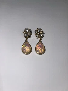 Earrings Rhinestone Faux Opal Costume Jewelry - Picture 1 of 6