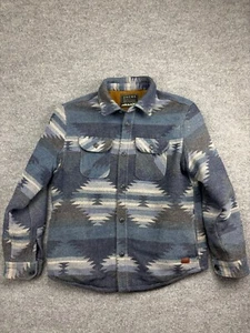 Jachs New York Shacket Men's L Blue Aztec Faux Fur Lined Heavy Wool Blend Button - Picture 1 of 8