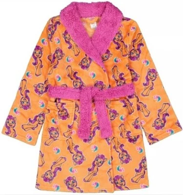 My Little PONY Bath Robe Girl's 7/8 NEW Plush Orange with Pink Trim Bathrobe NWT - Image 1 of 4