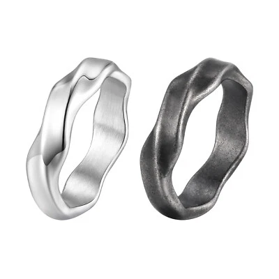 2025 New Mobius Ring for Men Boys, Oxidized Twisted Stainless Steel Finger Band - Image 1 of 4