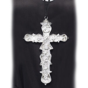 Silver Cross Necklace – Nun Religous Fancy Dress Costume Accessory