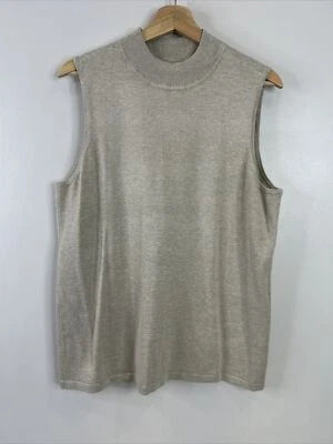 Suéter Top Chico’s Para Mujer 3 Tostado Dorado Metálico Roscado Cuello Alto Sin Mangas Foto 1 de 4