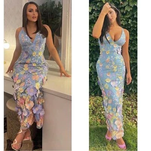 Helsi Norah Maxikleid blau Pailletten Blumenapplikation Größe XS - Bild 1 von 15