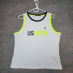 Polo Ralph Lauren Shirt Womens XL White Yellow Neon Tennis US Open 2023 Tank - Picture 1 of 10