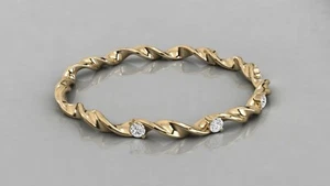 0.05ct Natural Diamond Twisted Stack able Wedding Band 9kt Solid Gold - Picture 1 of 18