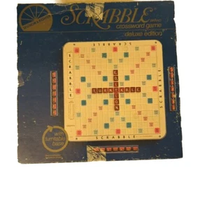 SCRABBLE DELUXE EDITION Crossword Game 1976 Complete Turntable Racks Guide - Picture 1 of 7