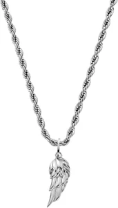 CRAFTD Herren Silber Flügel Anhänger Halskette, aus Rhodium & Edelstahl - Bild 1 von 12