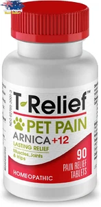 Pet Pain Relief T-Relief Arnica for Dogs & Cats Muscle Joint Hip Pain 90 Tablets - Picture 1 of 12