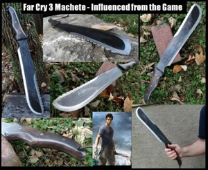 UBR CUSTOM HANDMADE HIGH CARBON STEEL FAR CRY 3 MACHETE WITH LEATHER SHEATH - Picture 1 of 1