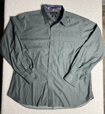 Paul Fredrick Finest Long Staple Cotton Gray Monochrome  L/S Dress Shirt XL - Image 1 of 4