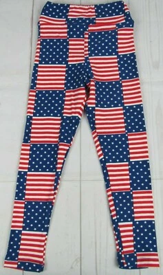 LuLaRoe Niños Americana Leggings Rojo, Blanco y Azul Banderas Talla S/M Nuevo Foto 1 de 3