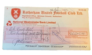 ASSEGNO ROTHERHAM UNITED - PAGAMENTO A PARK COURT HOTEL - 7/04/1983 - Foto 1 di 1