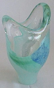 Vaso in vetro artistico pesante firmato Autu - Foto 1 di 10