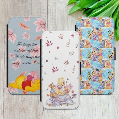 WINNIE THE POOH PIGLET QUOTE FLIP WALLET PHONE CASE FOR IPHONE SAMSUNG HUAWEI - Image 1 of 4