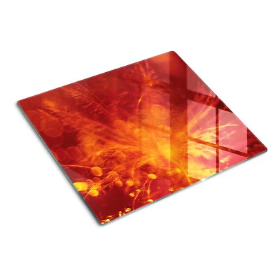 Copri Piano Cottura Fornelli Tagliere 60x52cm Fiore arancione Vetro Temperato - Immagine 1 di 4