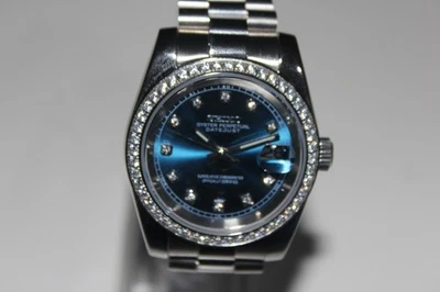Seiko Mod Diamond Bezel Jubilee Bracelet Sunburst Blue Diamond Dial Watch - Image 1 of 4