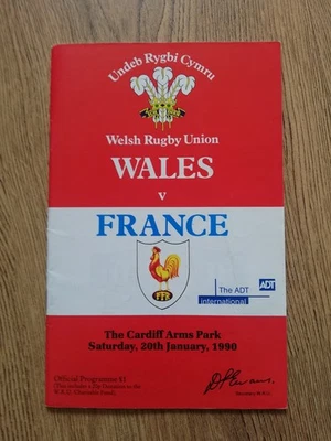 Wales v France Jan 1990 Rugby Programme - Image 1 of 2