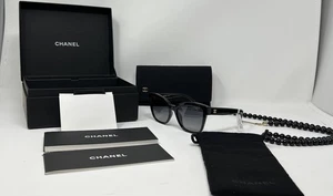 Chanel Sunglasses 5487A Black CC Logo Chain w/case NWT - Picture 1 of 23