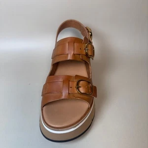 Vintage Homers Brown Leather Platform Sandals – Chunky Sole, 90s Y2K Style ,Sz 6 - Picture 1 of 6