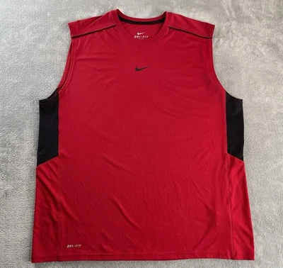 Camisa Nike DRI FIT Sin Mangas 2XL Roja Negra Dri-FIT Rendimiento Gimnasio Entrenamiento XXL Foto 1 de 4