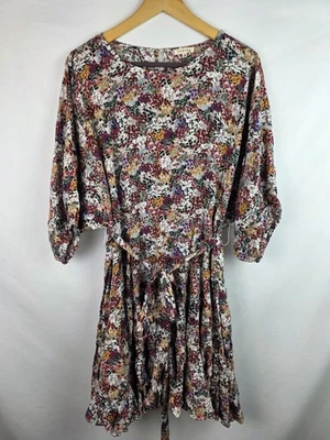 Vestido para mujer Jodifl talla grande floral manga corta volantes vestido con cinturón Foto 1 de 4