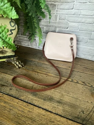 Vera Pelle Purse Made In Italy Pink Leather w/ Brown Accents & Detachable Strap - Image 1 of 4