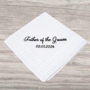 Wedding Handkerchief Personalised Embroidered Wording, 100% Cotton, White 29cm - Picture 1 of 9