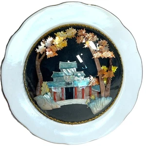 Vintage Zhuzhou Chinese Ceramic Abalone Plate Bubble Glass Hand Crafted Art 8" - Bild 1 von 6