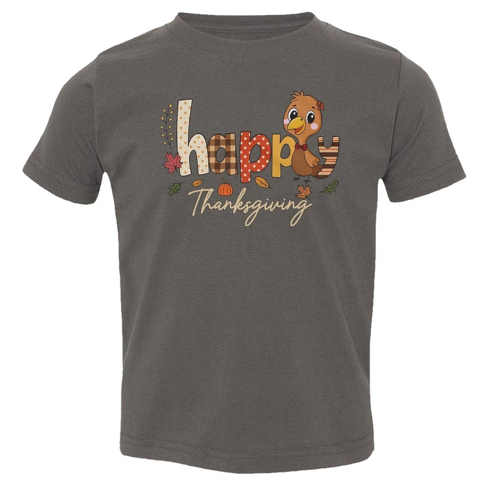 Feliz Día de Acción de Gracias - Otoño Otoño Pavo - Linda Camiseta Familiar Niño Pequeño Foto 1 de 1